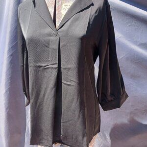 Women's Black Pullover 3/4 Sleeve Blouse Shirt Top